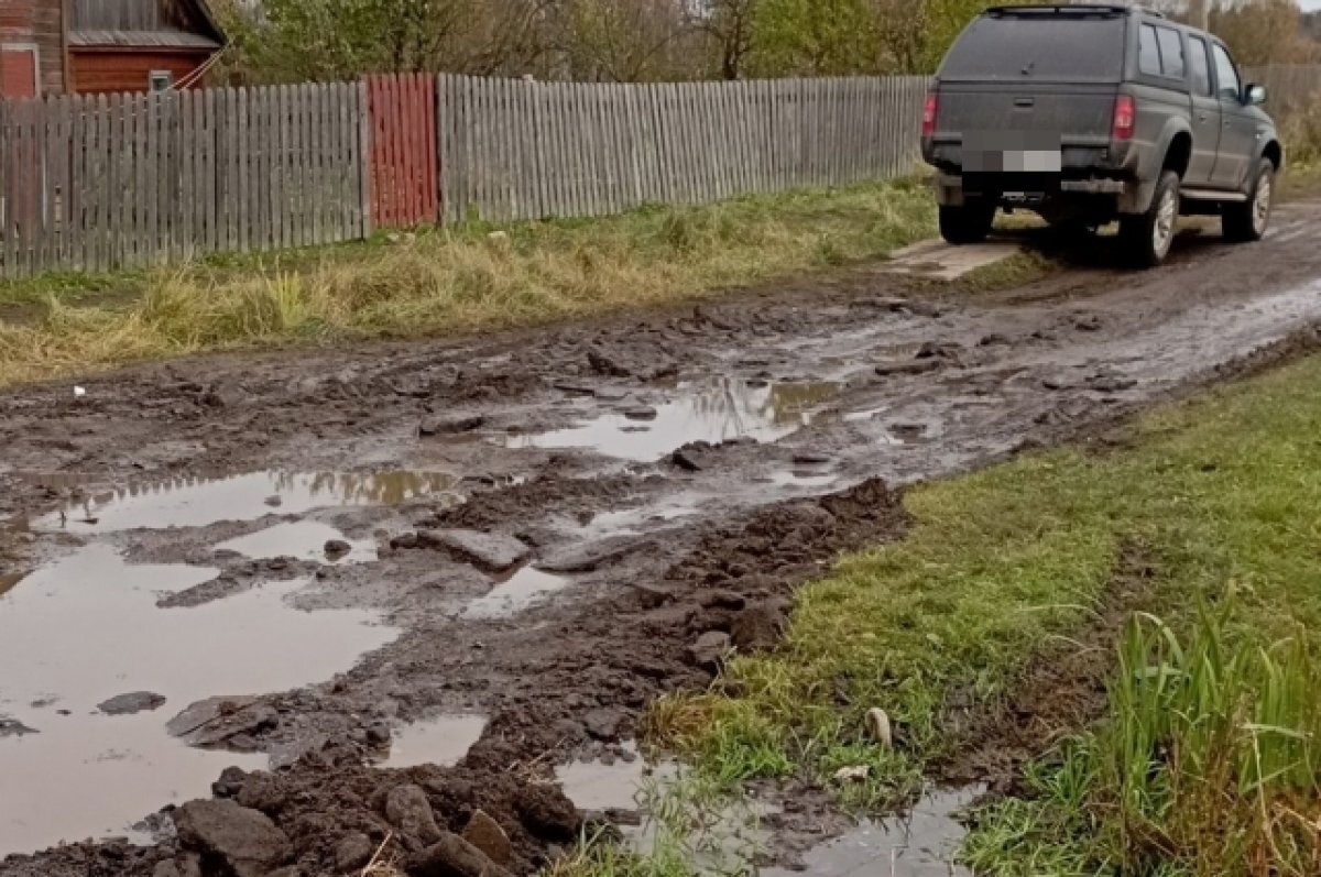    В Нелидово Тверской области отремонтированная дорога утонула в грязи