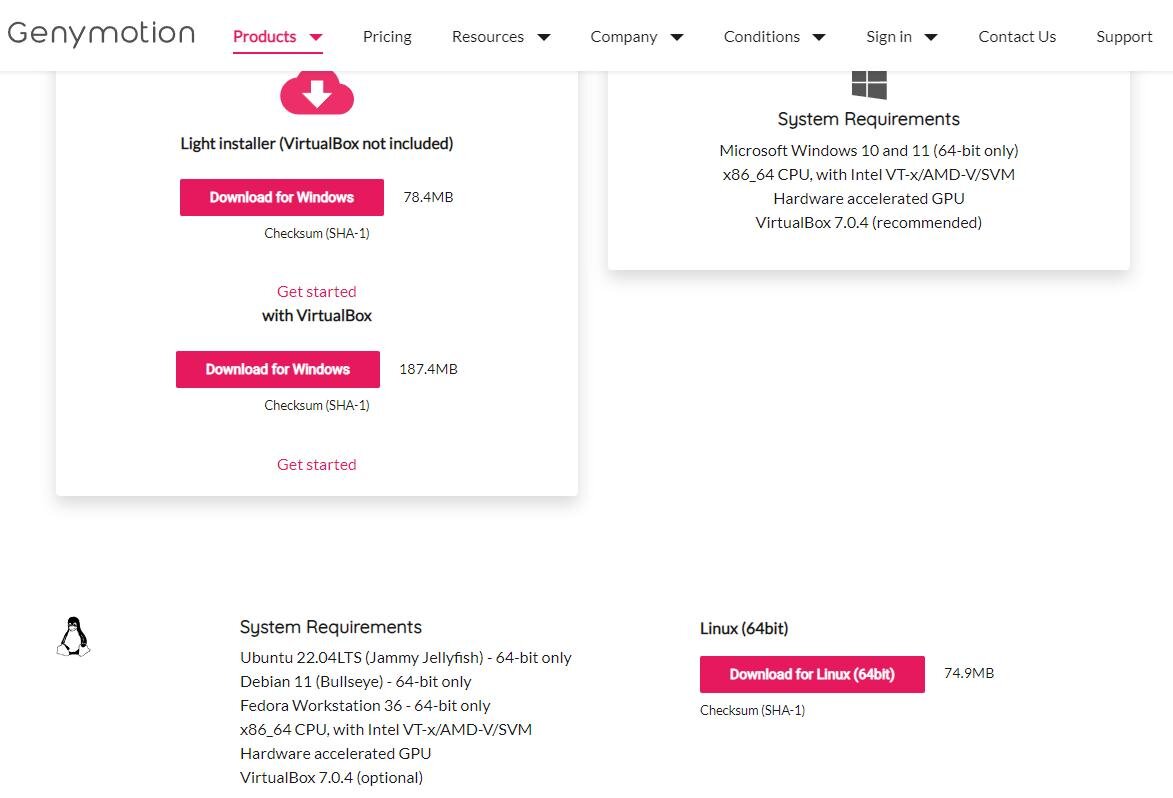 Системные требования эмулятора Android Genymotion
