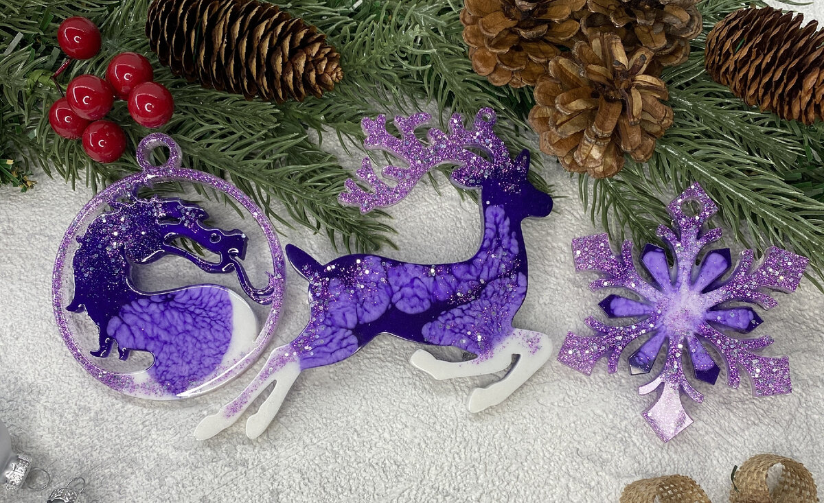 Елочные игрушки из эпоксидной смолы