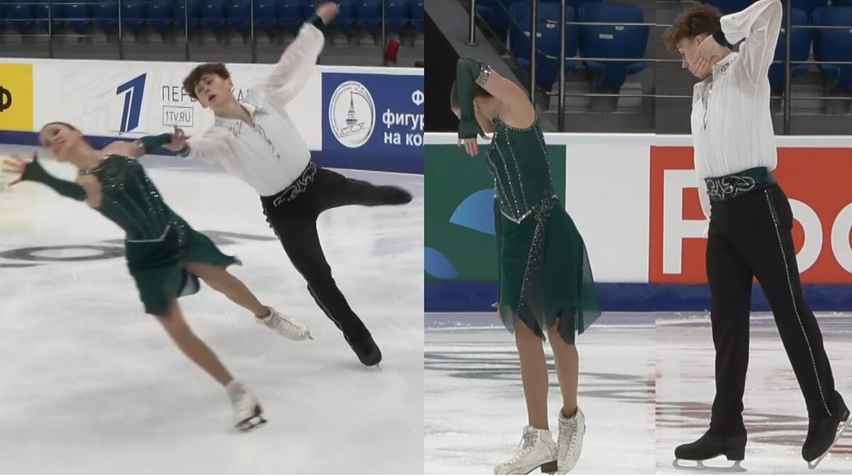 Кадры трансляции Первым каналом танцевальных пар юниоров из Красноярска