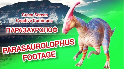 Динозавр Паразауролоф green screen футаж. Хромакей анимация динозавр на зелёном фоне.