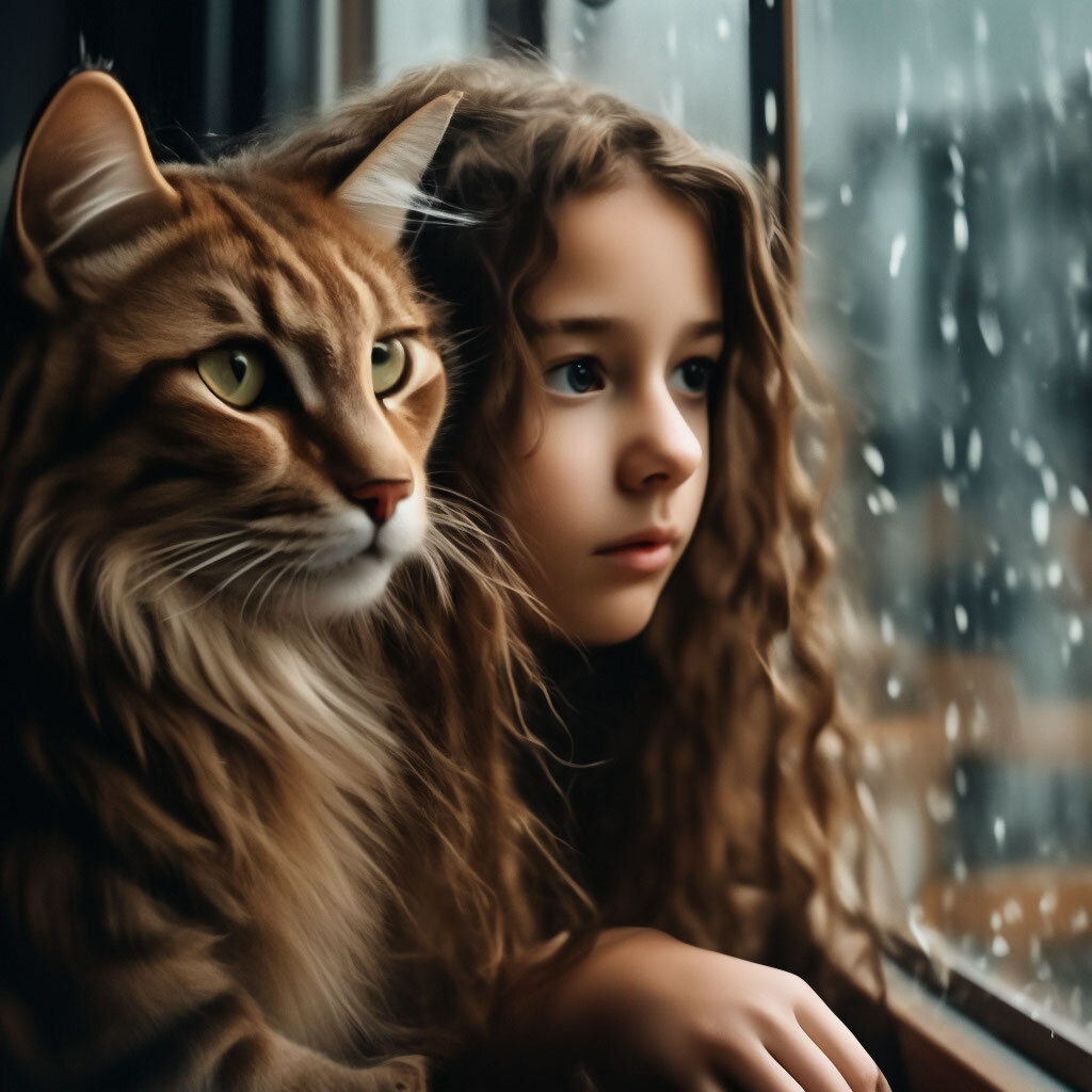 Девочка и кот