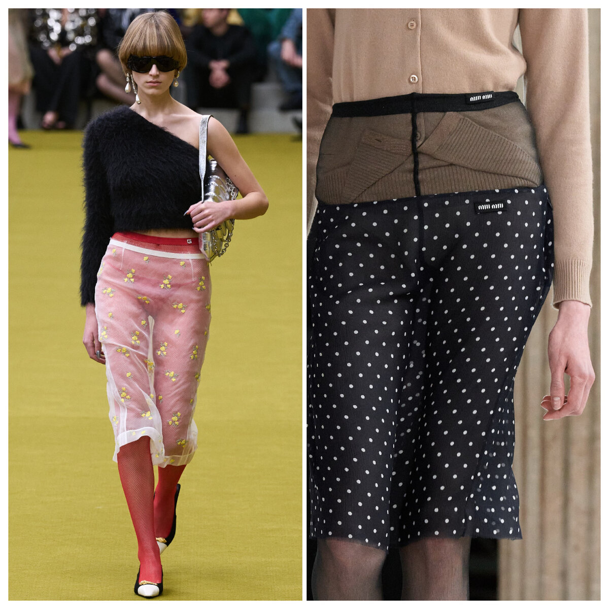фото Vogue Ranway, коллекция Gucci и Miu Miu 2023, коллаж составлен автором