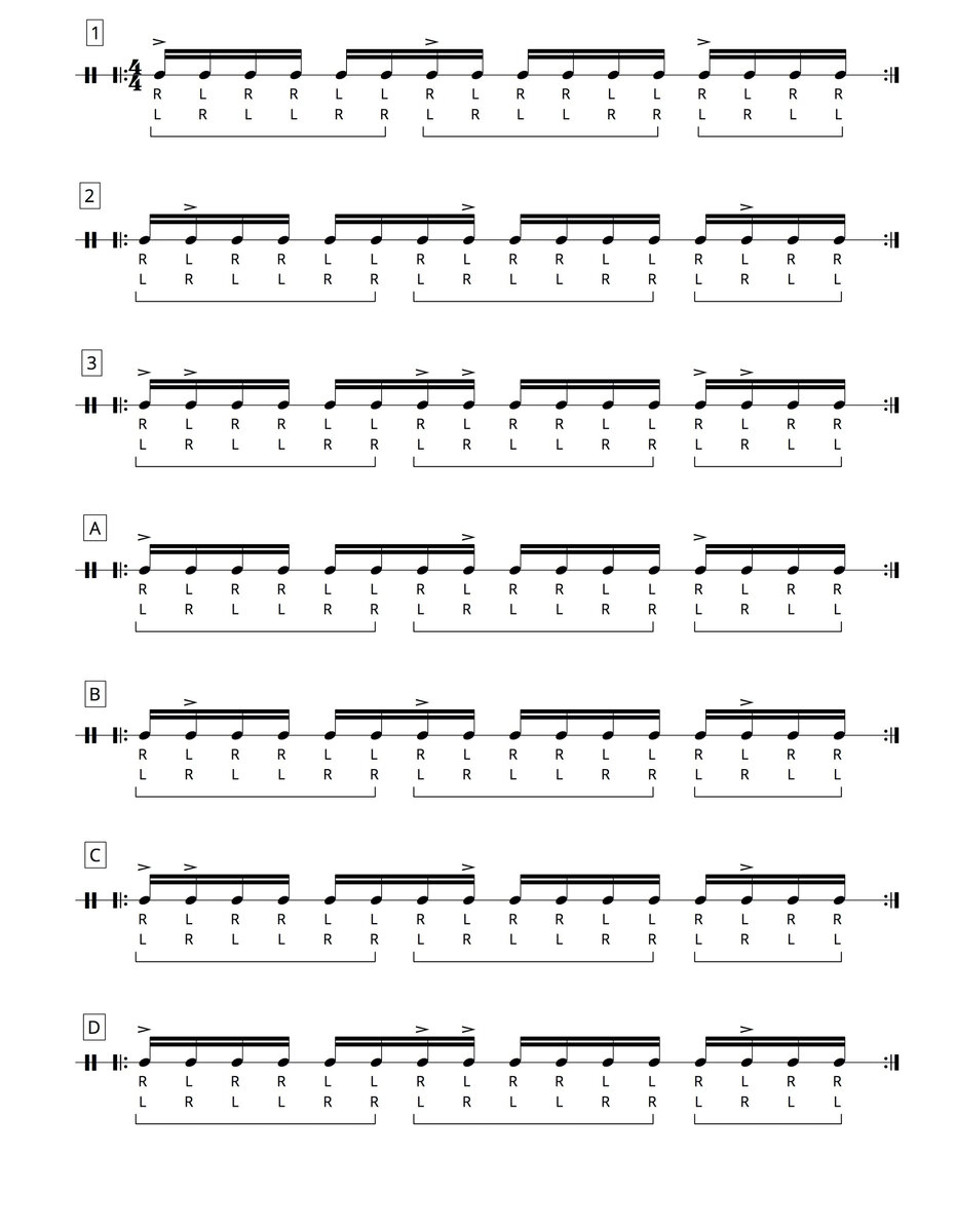 Упражнения на проработку Paradiddle-diddle и Paradiddle