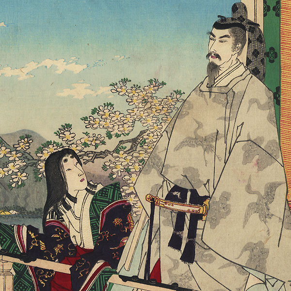 Фото из открытых источников. Японская, цветная гравюра. Император Нинтоку