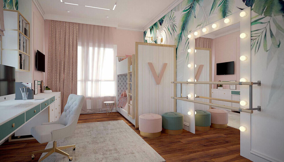 Зеркало и балетный станок для маленьких любительниц танцев