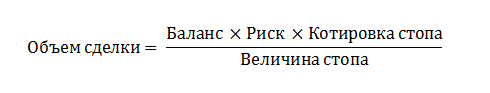 Формула объема сделки для валютных пар с прямым котированием — USD/xxx.