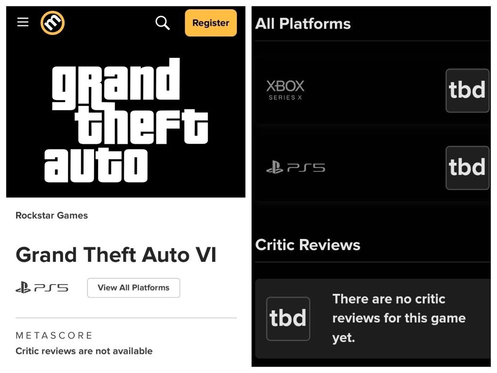 Página de GTA VI está disponível no Metacritic