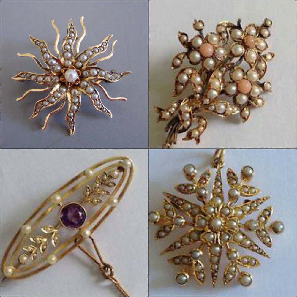  Среди множества видов старинных украшений особо выделяются удивительной красоты вещицы, сделанные из мельчайших, как маковое зёрнышко, жемчужин, известных как seed pearls — "семена жемчуга".-21