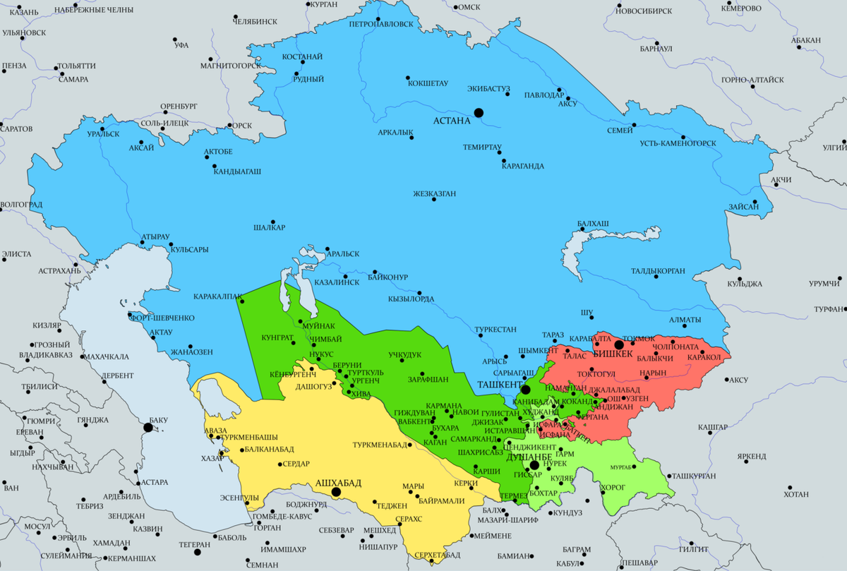 4 страны в азии. Политическая карта средней Азии. Центральная Азия. Карта средней Азии географическая. Карта среднеазиатских республик