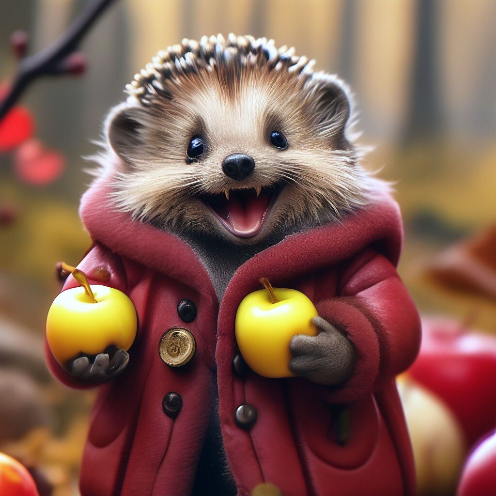 Вкусные яблоки от ёжика.