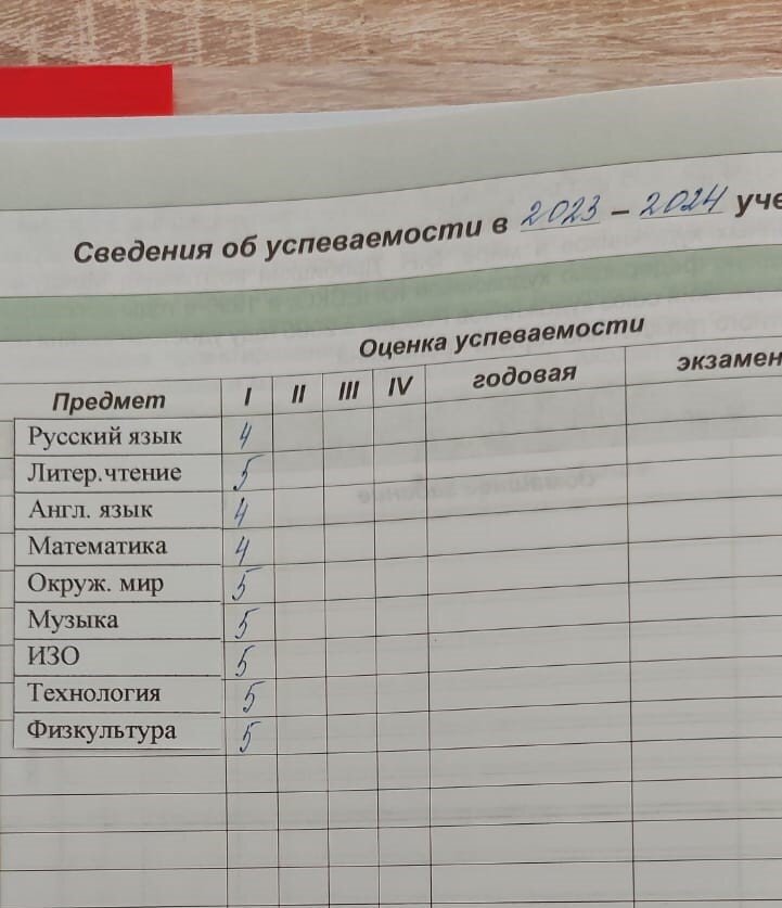 Дочь окончила первую четверть второго класса. С учетом санатория и троек на контрольных вышли вот такие итоговые отметки. Фото мое :)