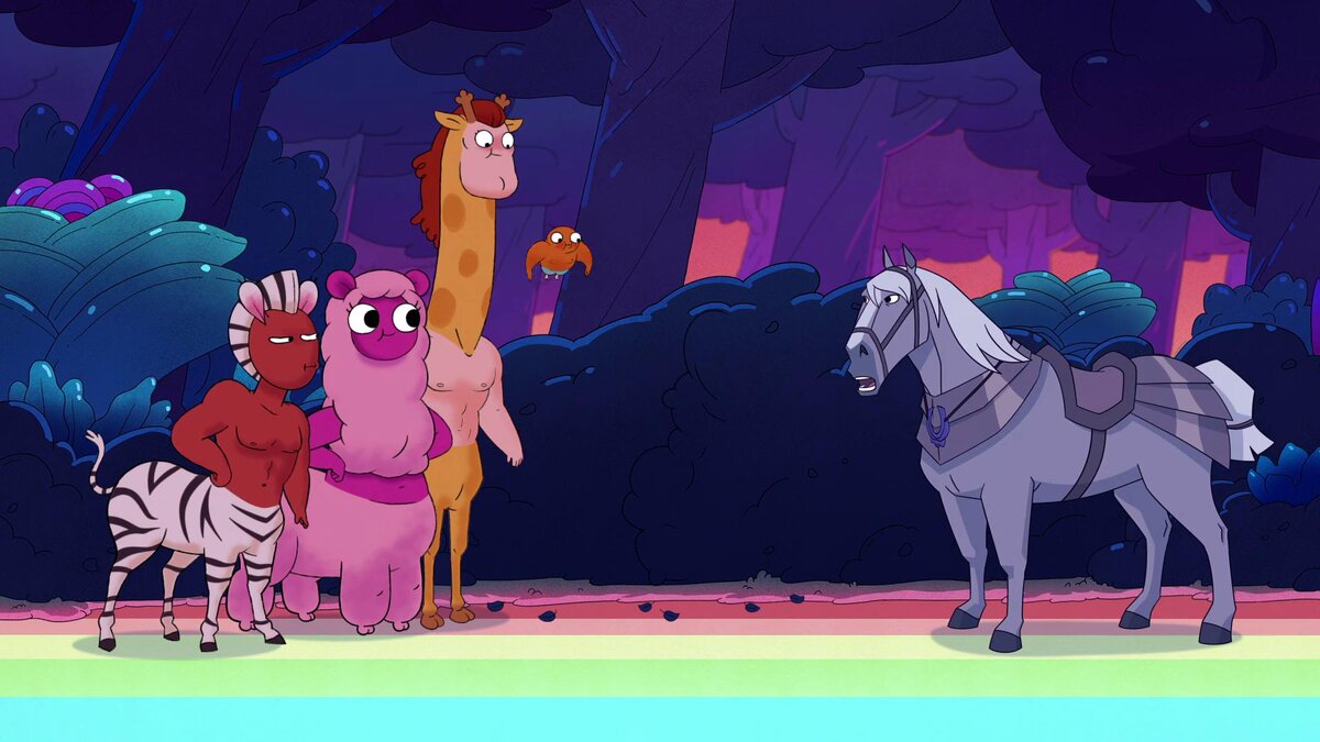 Два мультипликационных мира сталкиваются в первой серии: мир войны, представленный Лошадкой, и мир кентавров, представленный кентаврами всех видов, форм и размеров.