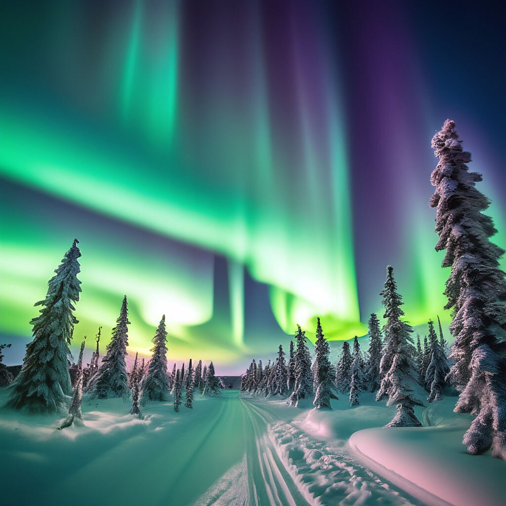 Эффект полярного сияния вызывается именно солнечным ветром. Нейросеть Шедеврум.