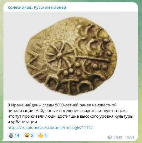 ФОТО: СКРИНШОТ TELEGRAM-КАНАЛА "КОЛЕСНИКОВ. РУССКИЙ ПИОНЕР"