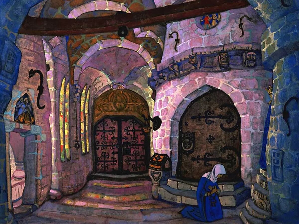 НИКОЛАЙ РЕРИХ. В МОНАСТЫРЕ (ФРАГМЕНТ). 1914. ГОСУДАРСТВЕННЫЙ РУССКИЙ МУЗЕЙ, САНКТ-ПЕТЕРБУРГ