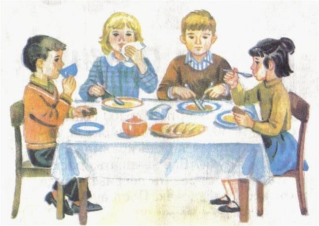 Садимся ужинать. Картина дети сидят за столом. Поведение за столом в детском саду. Дети за столом обедают. Дети обедают в детском саду.