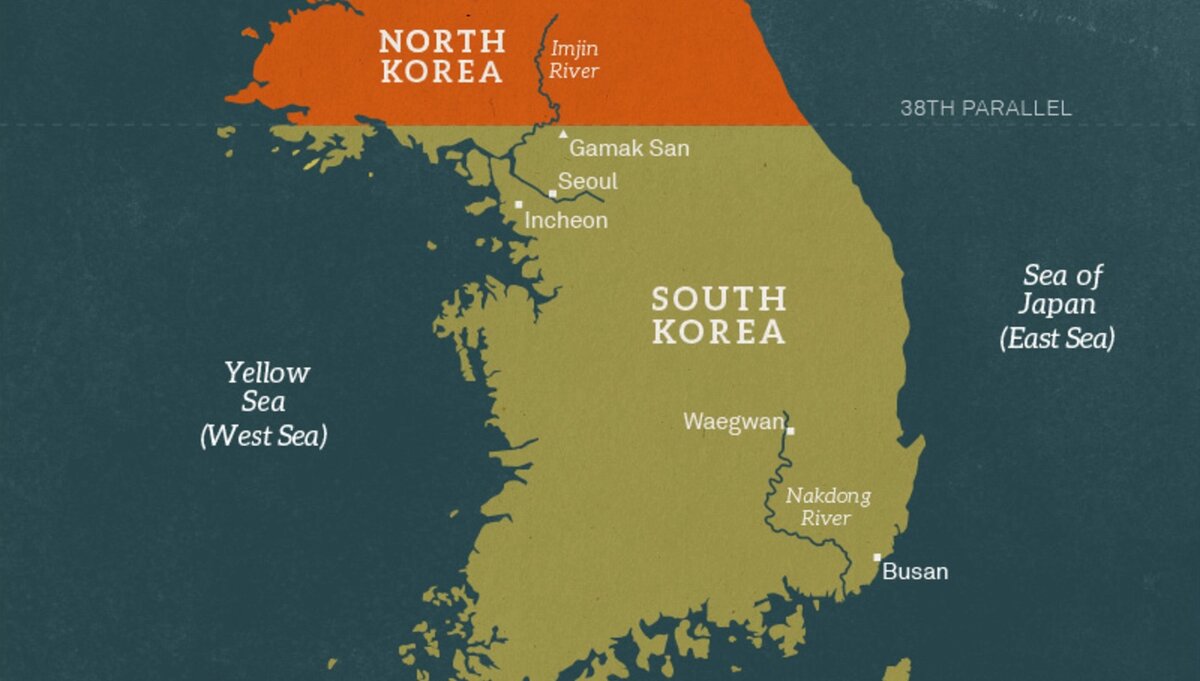 Почему северная и южная корея разделены. Северная и Южная Корея 38 параллель карта.