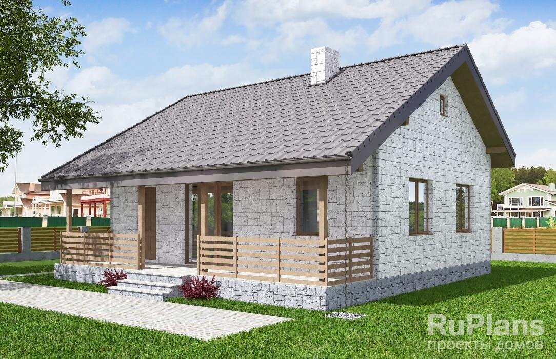 Одноэтажный жилой дом с размерами здания 9,88 м х 9,88 м. Фундамент - монолитная ж/б плита. Наружные стены - керамзитобетонные блоки с утеплением минеральной ватой и отделкой сайдингом. Пол этажа - пол по монолитной плите. Чердачное перекрытие - деревянные балки с теплошумоизоляцией в межбалочном пространстве. Крыша - двускатная. Кровля – металлочерепица. Окна — металлопластиковые. После оплаты проект предоставляется в двух экземплярах в формате А3.
Второй бумажный экземпляр проекта в формате А3 предоставляется — бесплатно.
Доставка курьером - бесплатно.