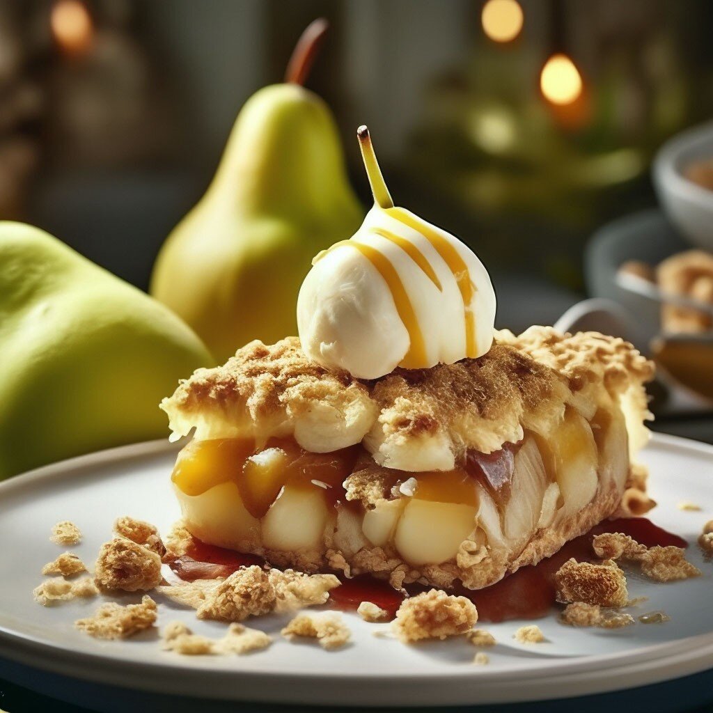 Я очень люблю грушевый крамбл. Это мой любимый десерт! И я хочу поделиться с вами рецептом этого прекрасного десерта!Ингредиенты:- 250 г овсяных хлопьев- 150 г сливочного масла- 3-4 груши- 5-6 ст. ложек сахара- 0,5 ч. ложки корицы- 1 ч. ложка разрыхлителяПриготовление:1. Разогрейте духовку до 180 градусов.2. Смешайте овсяные хлопья, корицу, разрыхлитель и сахар в миске. Добавьте нарезанное кусочками сливочное масло и хорошо перемешайте.3. Выложите полученную смесь в форму для выпечки, разровняйте и поставьте в духовку. Запекайте 15-20 минут, пока смесь не станет золотистой.4. Очистите груши от кожуры и нарежьте их на кусочки. Добавьте груши к запеченным хлопьям и перемешайте.5. Поставьте форму с грушами в духовку еще на 5-10 минут, чтобы груши стали мягкими.6. Готовый грушевый крамбл подавайте горячим или холодным.