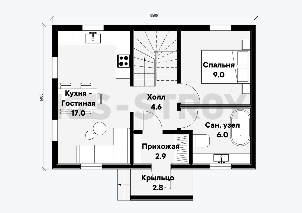 Планировка первого этажа проекта «Сарин 81»