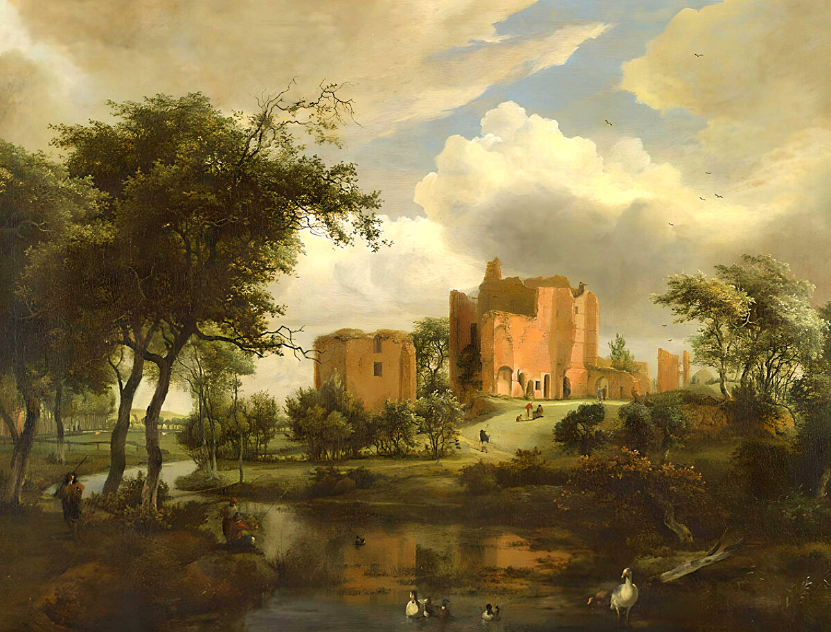 Мейндерт Хоббема, «Руины замка Бредероде», 1671, холст, масло, 82 × 106 см, Национальная галерея, Лондон