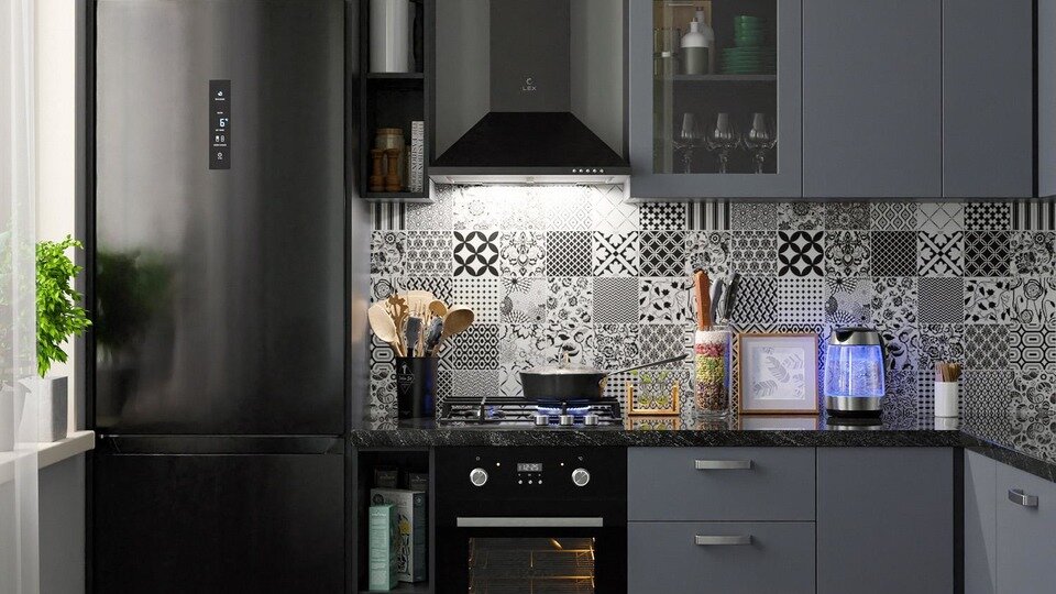                          Холодильник: LEX RFS 203 NF INOX, вытяжка купольная: LEX BASIC 500
                            Варочная панель: LEX GVG 642 BL, духовой шкаф: LEX EDP 4571 BL
                                                     Электрические чайник: LEX LX 3006-1