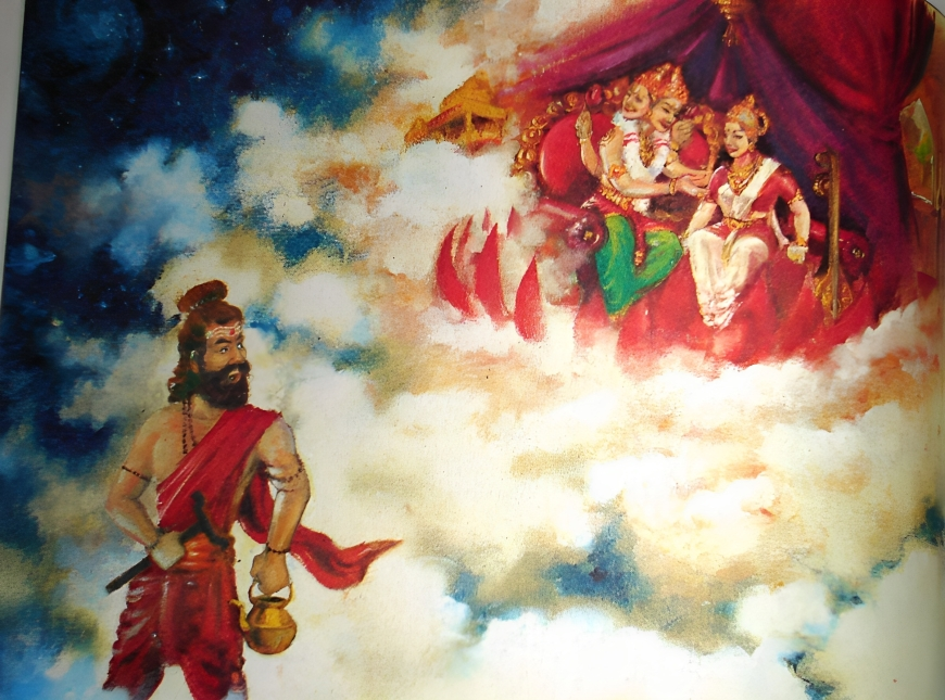 Брахма проявил неуважение к Бхригу, когда тот пришел пригласить его на ягью. 
Изображение: discover.hubpages.com