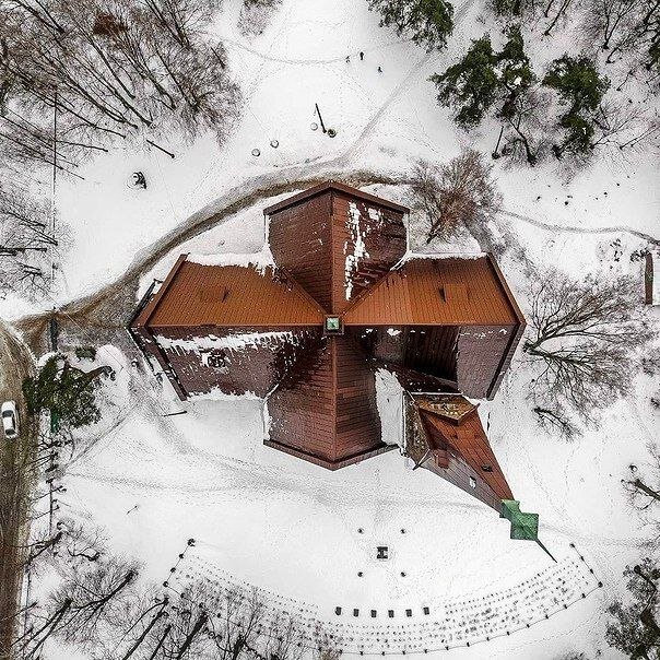 Финская кирха в Приморске, вид сверху. 