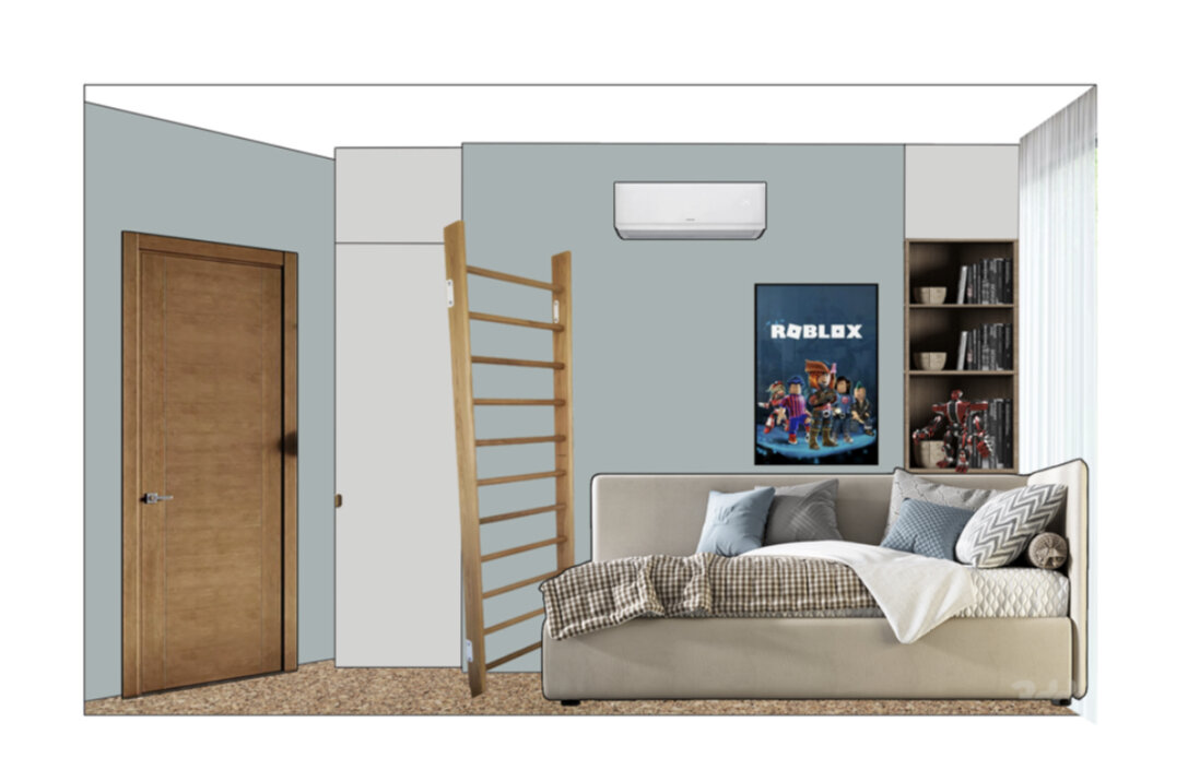 Стена слева от двери и ---->