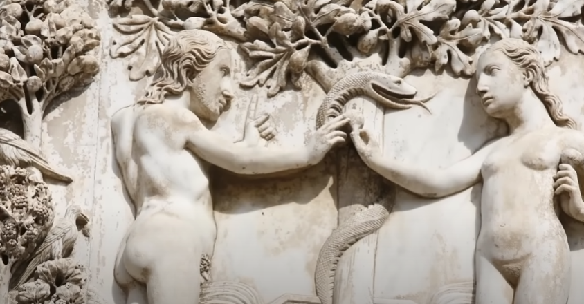 Адам и Ева и змей-"искуситель"