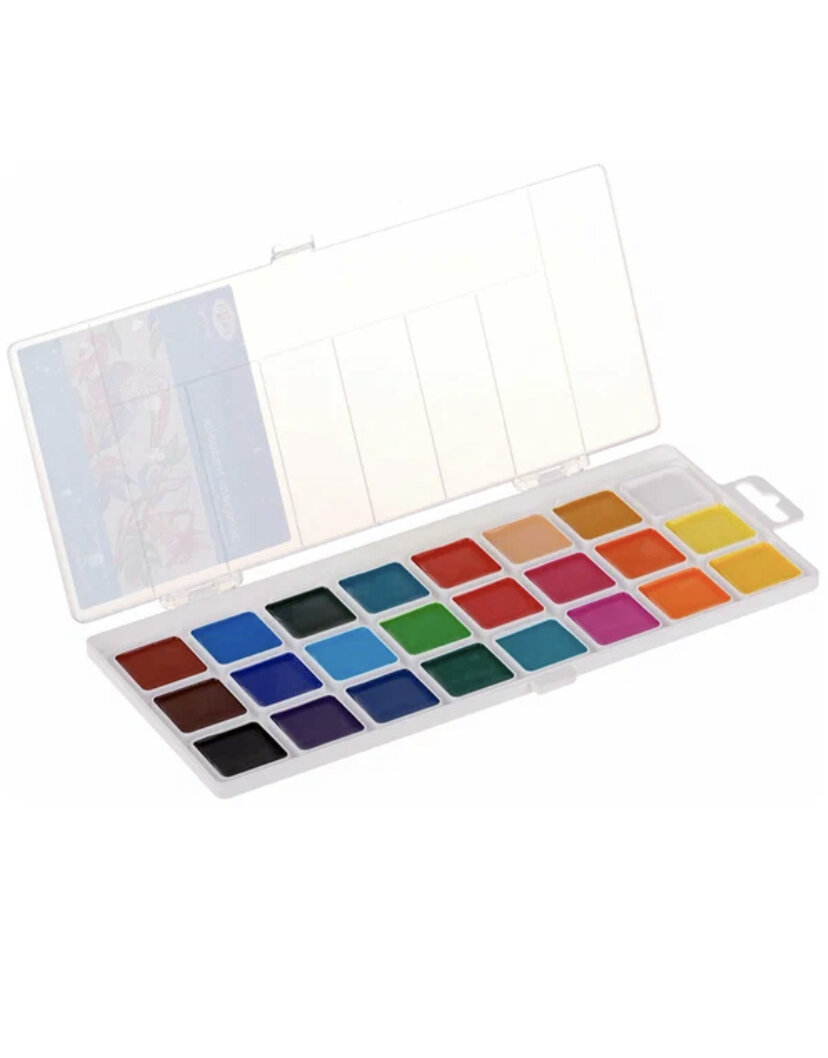 Подойдет акварель медовая с прозрачной крышкой.