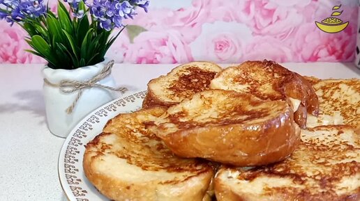 Сладкие гренки из батона с яйцом и молоком, жареные на сковороде