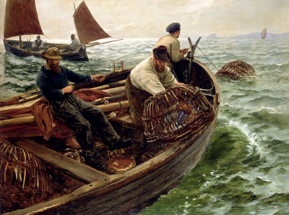 Рыбалка с лодки в 2024 году. Художник Charles Napier Hemy. Баркас 19 век. Куприн а. "Листригоны".