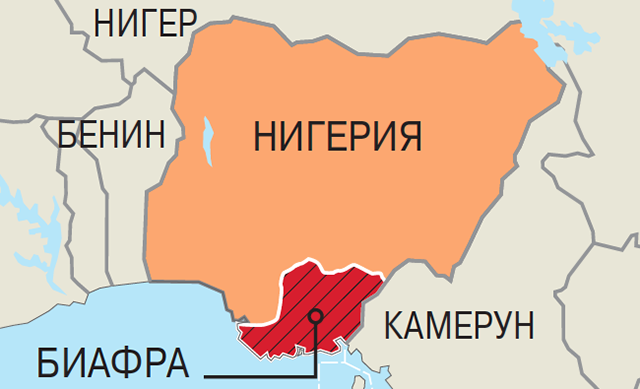 Территория, на которую претендуют сторонники Биафры