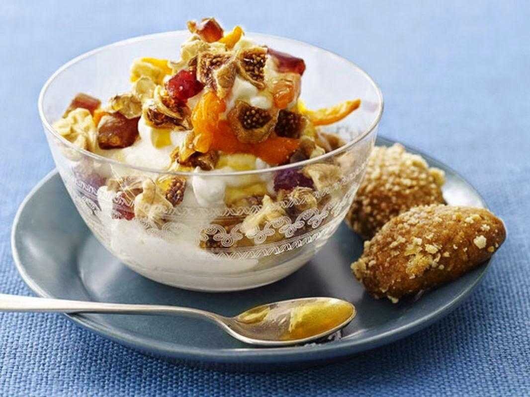 Творог с медом и орехами