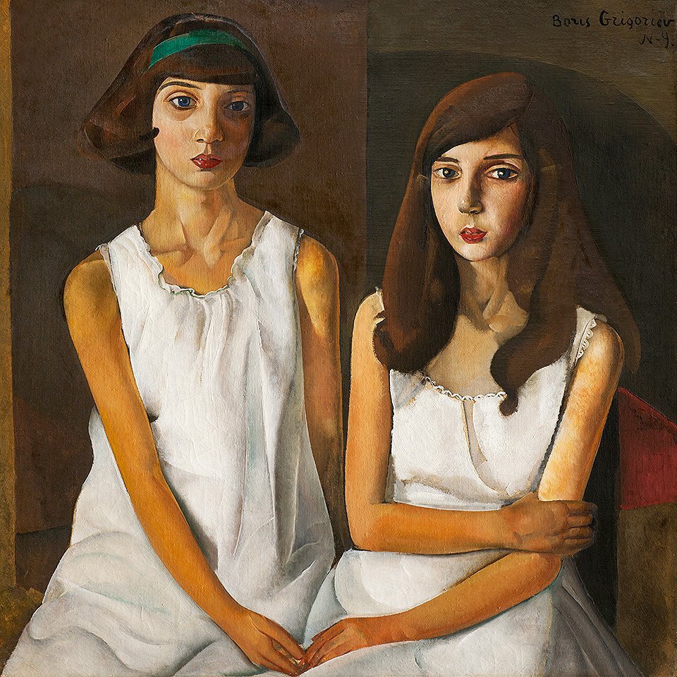 "Близнецы", Борис Григорьев (1923 г) с выставки "Борис Григорьев: Первый мастер на свете"