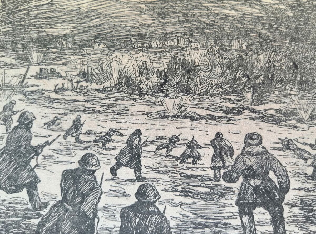 Иллюстрация Эдуарда Эйнманна к книге Марта Рауда "Молодой герой" (1943)