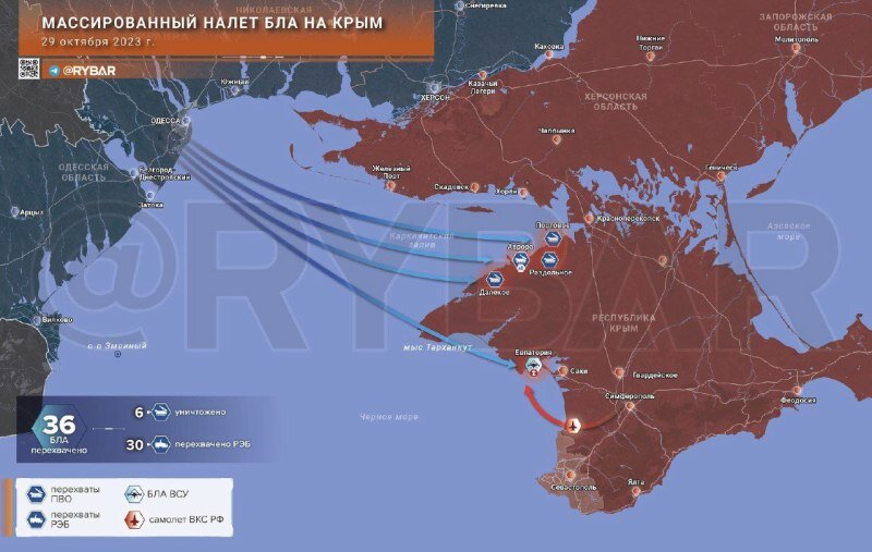    Украина направила на Крым 36 БПЛА