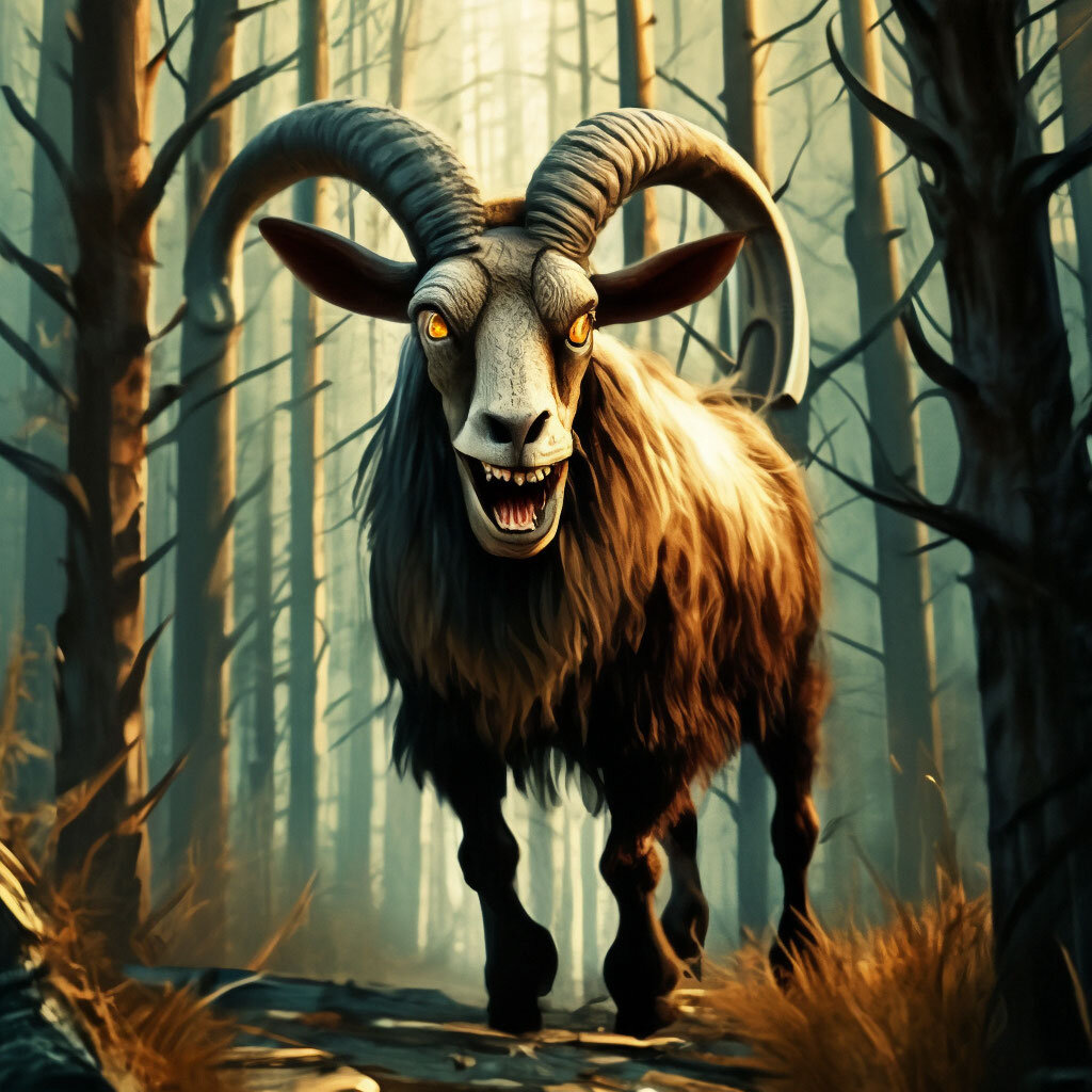 Яростный козел. Нейросеть Шедеврум.