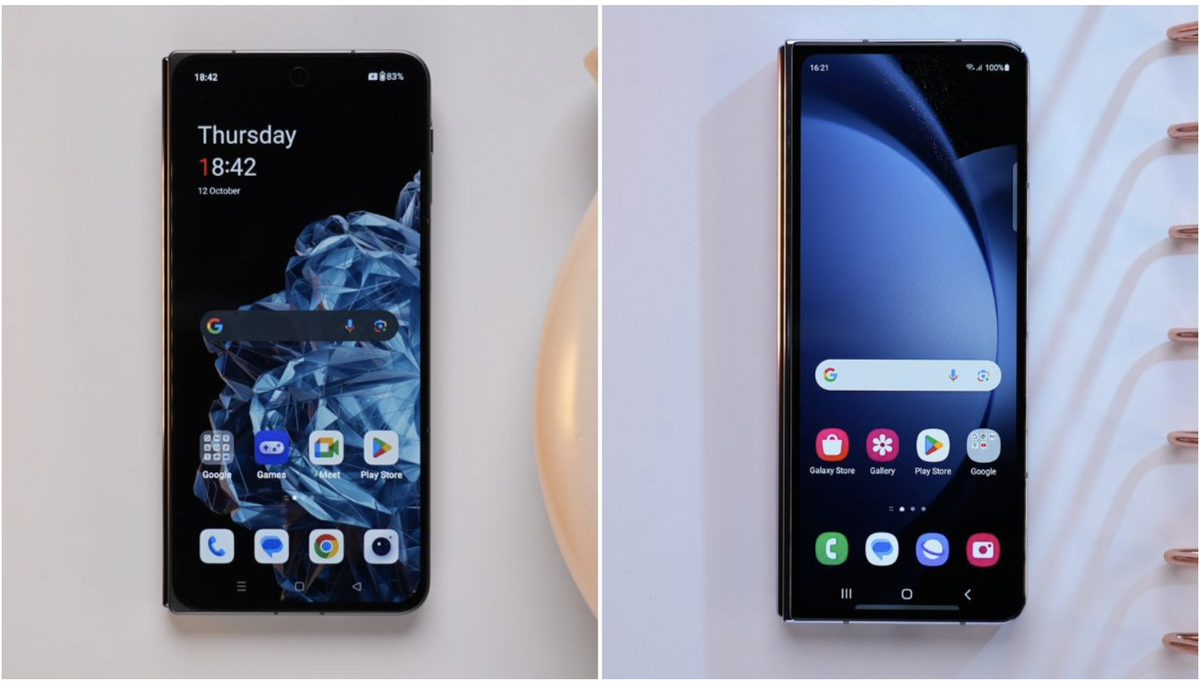 OnePlus Open слева и Samsung Galaxy Z Fold5 справа