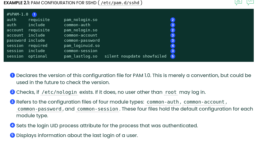 Конфигурация sshd (/etc/pam.d/sshd)