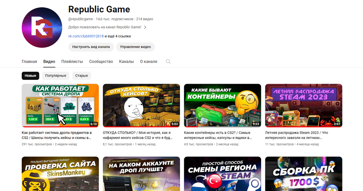 Так выглядит контент на моём канале