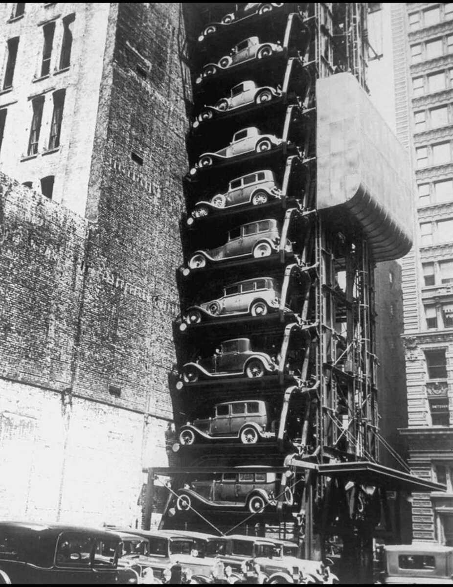 Автоматизированная вертикальная парковочная система. Чикаго. США. 1932 год