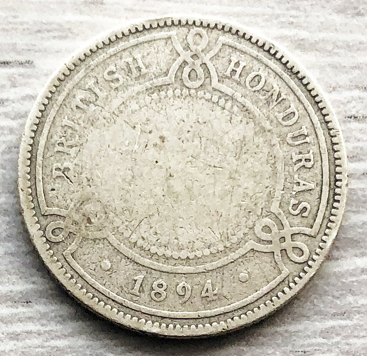 Британский Гондурас 25 центов 1894. Фото автора. 