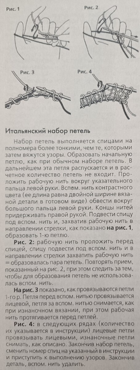 Итальянский способ набора петель на спицы