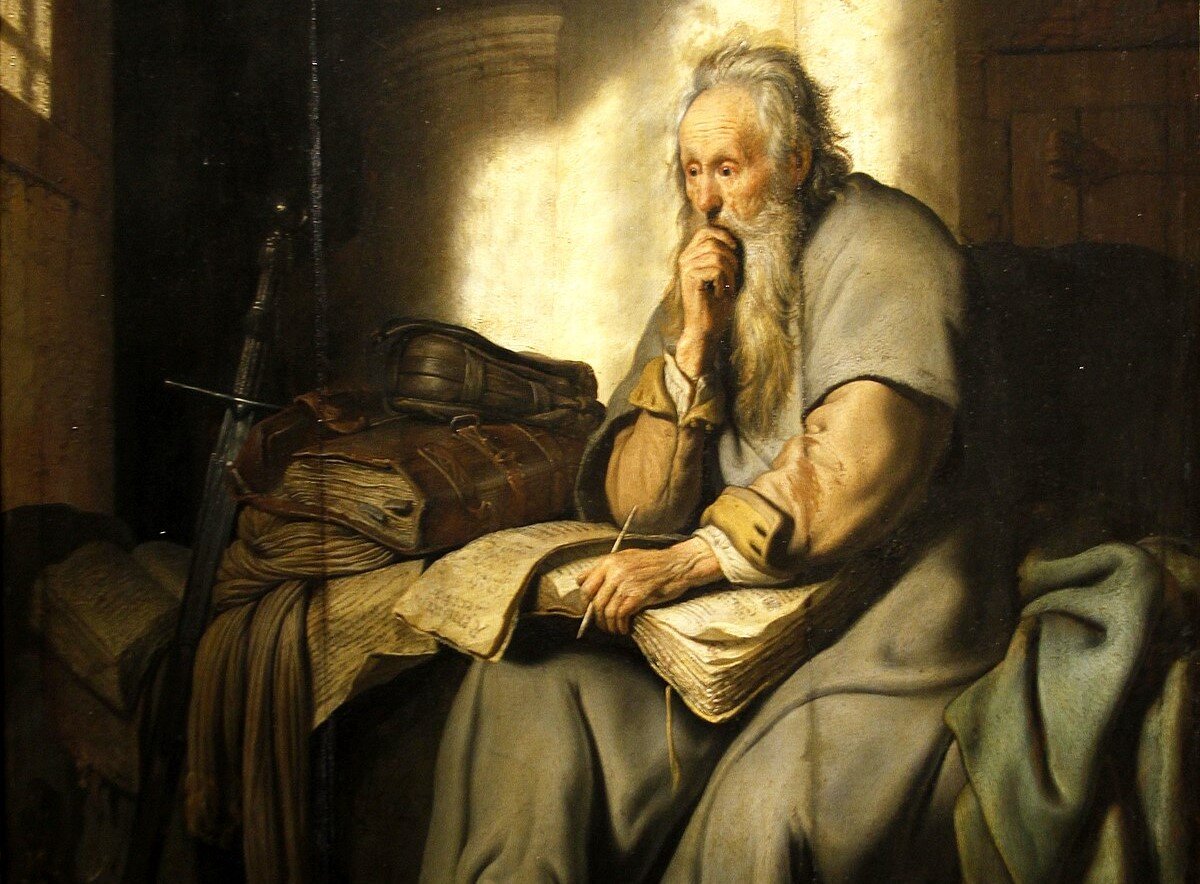 Рембрандт. Апостол Павел в темнице. Слева - меч. Изображение взято в открытых источниках.