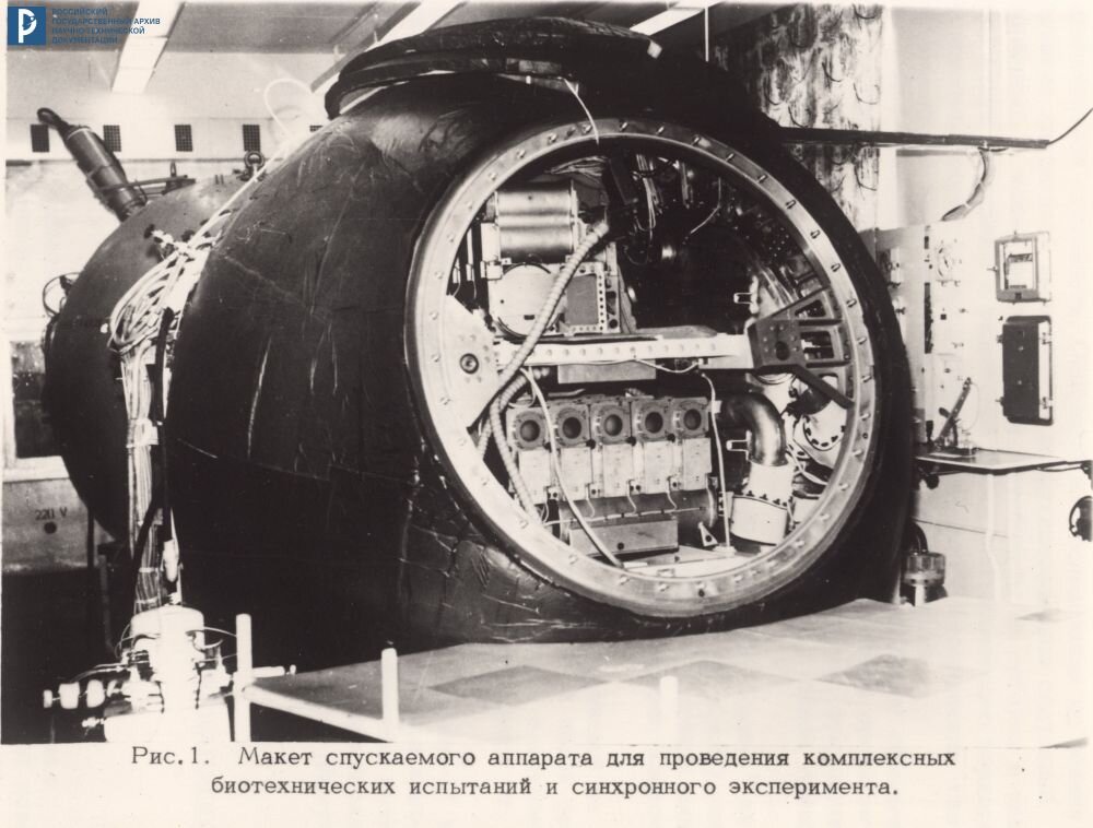 Макет спускаемого аппарата для проведения комплексных биотехнических испытаний и синхронного эксперимента. РГАНТД. Ф. 213. Оп. 5-1. Д. 96. Л. 4.