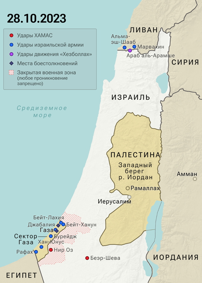 Карта Израиля и Газы