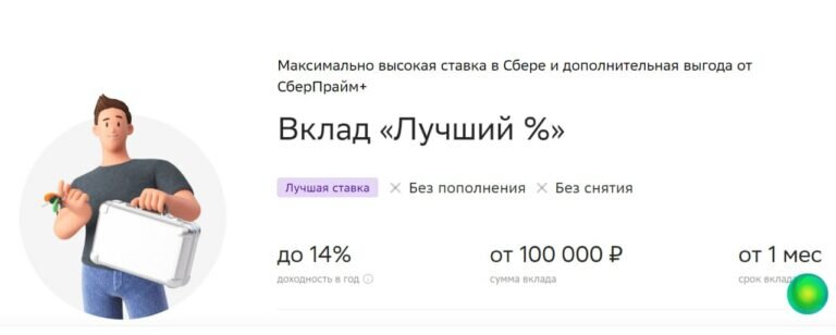    Максимальная ставка по вкладам в Сбере достигла 14% годовых Кристина Просвиркина